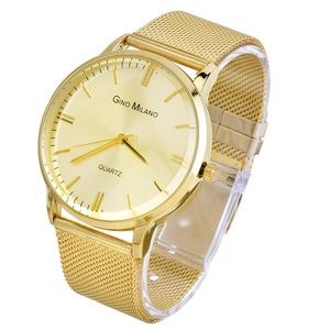 Mens 14K Gold PT Mesh band Iced Out Watch